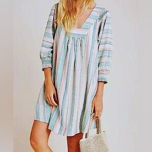 The Odells Raglan Sleeve Dress Textured Stripe Sz XS Prairie Cotton Summer $88